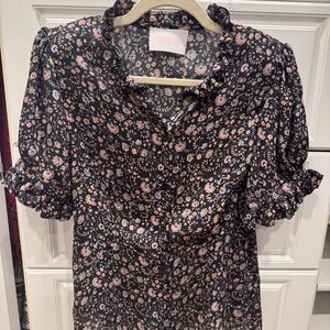 Selkie Floral Print Mock Neck Blouse